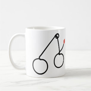Minimalist Cherries One Line Art with Red Leaf Coffee Mug