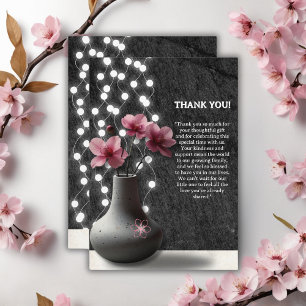 Minimalist Cherry Blossom Flowers Baby Shower Thank You Card