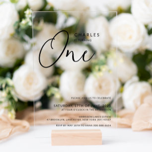 Minimalist Chic 1st Birthday Acrylic Invitations