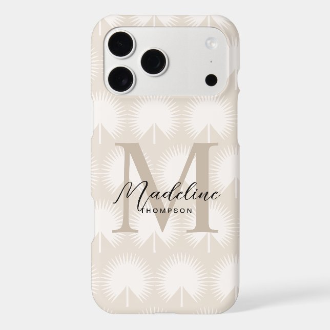 Minimalist Chic Beige Anahaw Leaf Script Monogram (Back)
