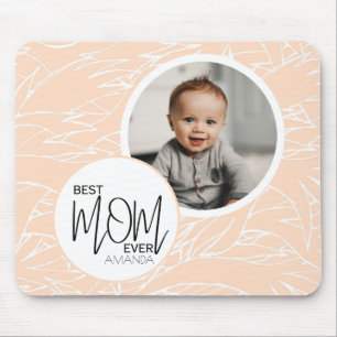 Minimalist Chic Best Mum Ever Pink Photo Mouse Pad