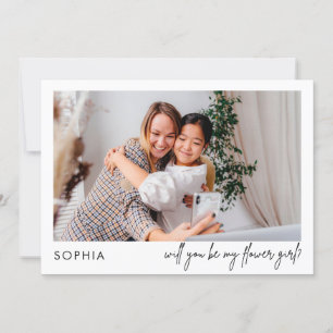 Minimalist Chic Black Photo Flower Girl Proposal