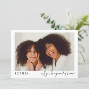 Minimalist Chic Black Photo Maid of Honour Proposa