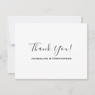 Minimalist Chic Black Script Personalised Wedding Thank You Card