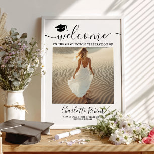 Minimalist Chic Boho Graduation Welcome Photo Sign
