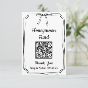 Minimalist Chic Bow Honeymoon Fund QR Code Card