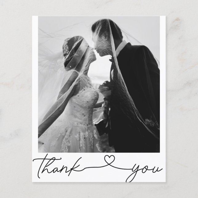 Minimalist Chic Budget Photo Wedding Thank You (Front)