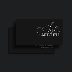 Minimalist Chic Calligraphy Black Business Card
