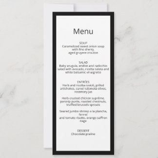 Minimalist Chic Calligraphy Wedding Menu Card
