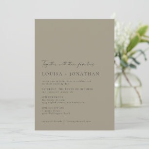 Minimalist Chic Classic Dusty Olive Script Wedding Invitation
