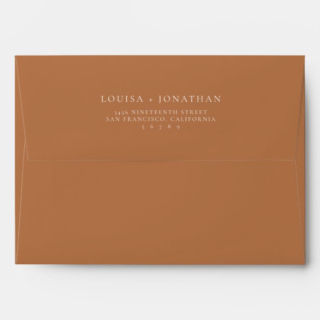 Minimalist Chic Classic Terracotta Return Address Envelope (Back (Top Flap))