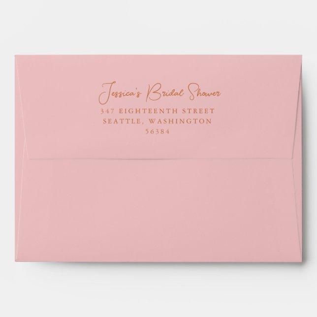 Minimalist Chic Cute Pink Shower Return Address Envelope (Back (Top Flap))