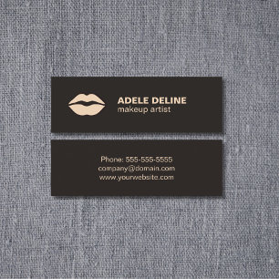Minimalist Chic Dark Grey Lips Makeup Artist Mini Business Card