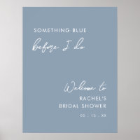 Minimalist Chic Dusty Blue Bridal Shower Welcome