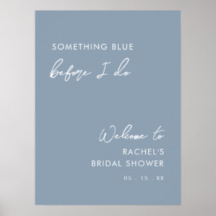 Minimalist Chic Dusty Blue Bridal Shower Welcome Poster