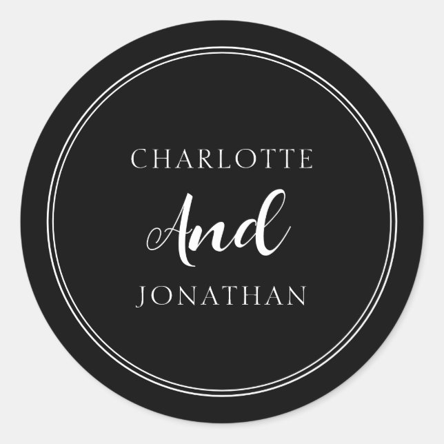 Minimalist Chic Elegant Calligraphy Script Wedding Classic Round Sticker (Front)