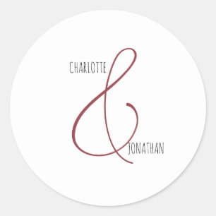 Minimalist Chic Elegant Calligraphy Script Wedding Classic Round Sticker