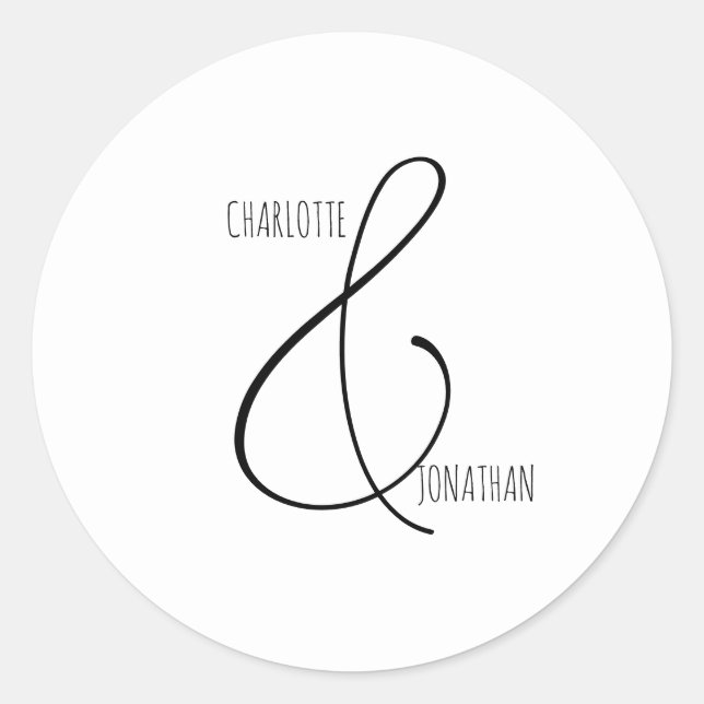 Minimalist Chic Elegant Calligraphy Script Wedding Classic Round Sticker (Front)