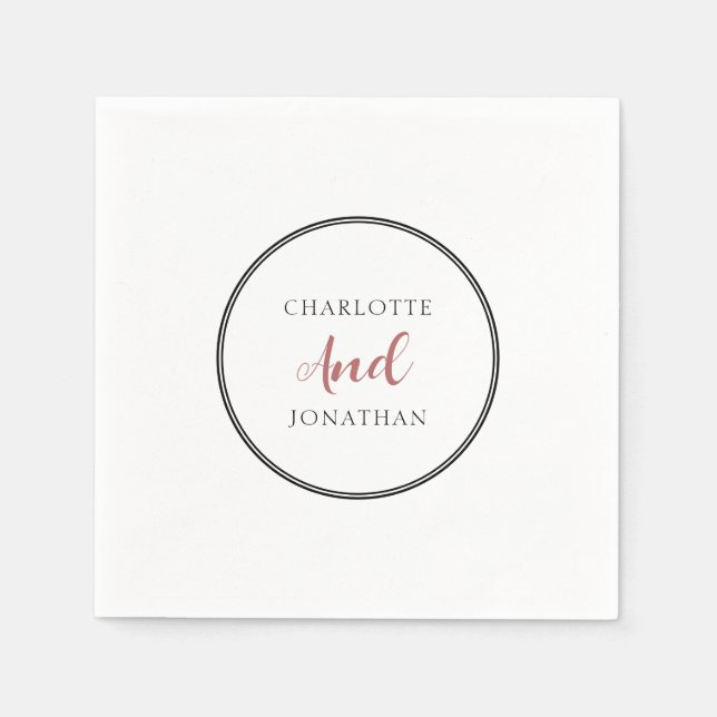 Minimalist Chic Elegant Calligraphy Script Wedding Napkin (Front)