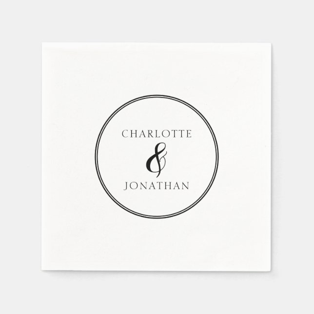 Minimalist Chic Elegant Calligraphy Script Wedding Napkin (Front)