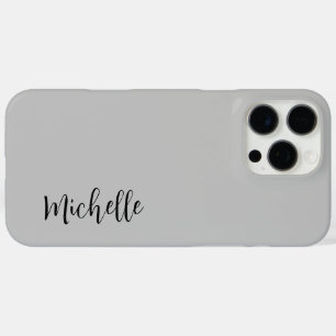 Minimalist Chic Elegant Script Stylish Silver Grey iPhone 16 Pro Max Case