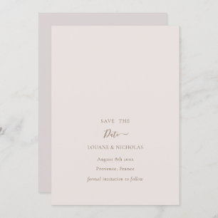 Minimalist Chic Gold Blush Save The Date Wedding Invitation