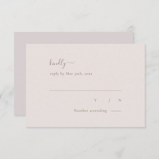 Minimalist Chic Gold Blush Simple Elegant Wedding RSVP Card (Front/Back)