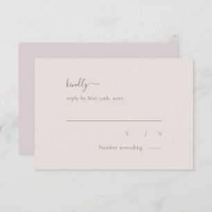 Minimalist Chic Gold Blush Simple Elegant Wedding RSVP Card