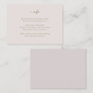 Minimalist Chic Gold Blush Wedding Hotel Detail Enclosure Card
