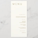 Minimalist Chic Gold Simple Modern Wedding Menu<br><div class="desc">This minimalist elegant wedding menu design features a modern clean font with monogram names on the back. A classic simple wedding menu design to dress your tables beautifully and match your wedding theme throughout your wedding decor ideas.</div>