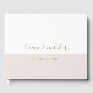 Minimalist Chic Gold White Blush Elegant Wedding Guest Book
