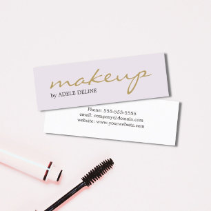 Minimalist Chic Gold White Makeup Artist Mini Business Card