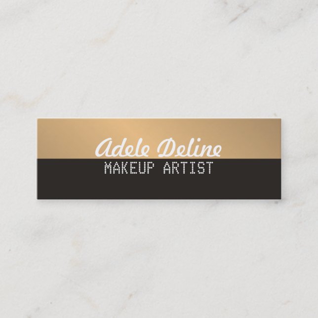 Minimalist Chic Gray Copper Makeup Artist Mini Business Card (Front)