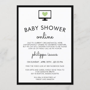 Minimalist Chic Green Virtual Baby Shower Invitation