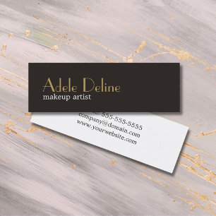 Minimalist Chic Grey Gold White Makeup Artist Mini Business Card