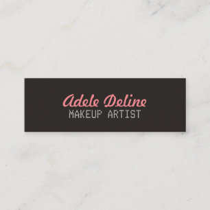 Minimalist Chic Grey Pink Makeup Artist Mini Business Card