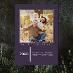 Minimalist Chic Holiday Purple Photo Card