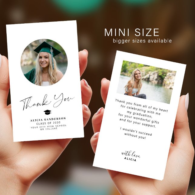 Minimalist chic modern photo graduation thank you card (This is a small note card. Available in bigger sizes)