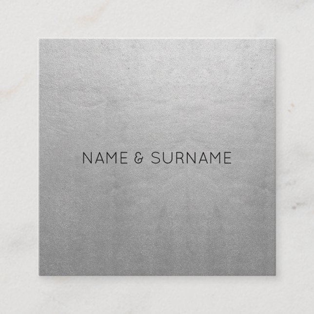 Minimalist Chic Modern Silver Square Business Card (Front)