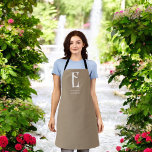 Minimalist Chic Monogram Boho Beige Apron<br><div class="desc">Chic vintage monogram.</div>