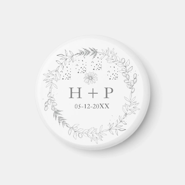Minimalist Chic Monogram Formal Wedding Cocktail   Magnet (Front)