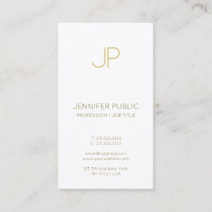 Minimalist Chic Monogram Trendy Gold White Luxury Business Card
