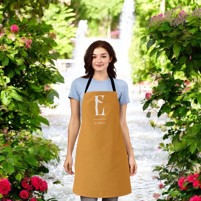 Minimalist Chic Monogram Yellow Apron (Creator Uploaded)