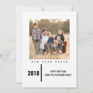 Minimalist Chic New Year's Photo Card   Black