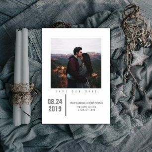 Minimalist Chic Photo Save the Date Grey