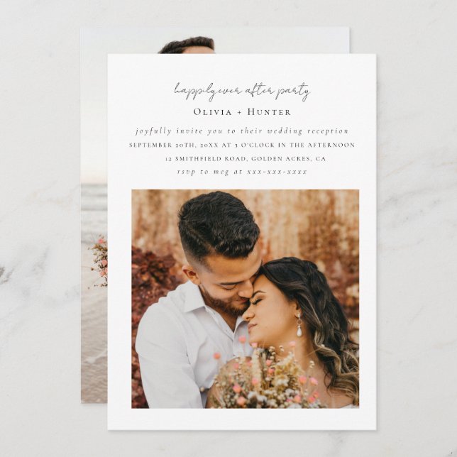 Minimalist Chic Reception Only Wedding Invitation (Front/Back)