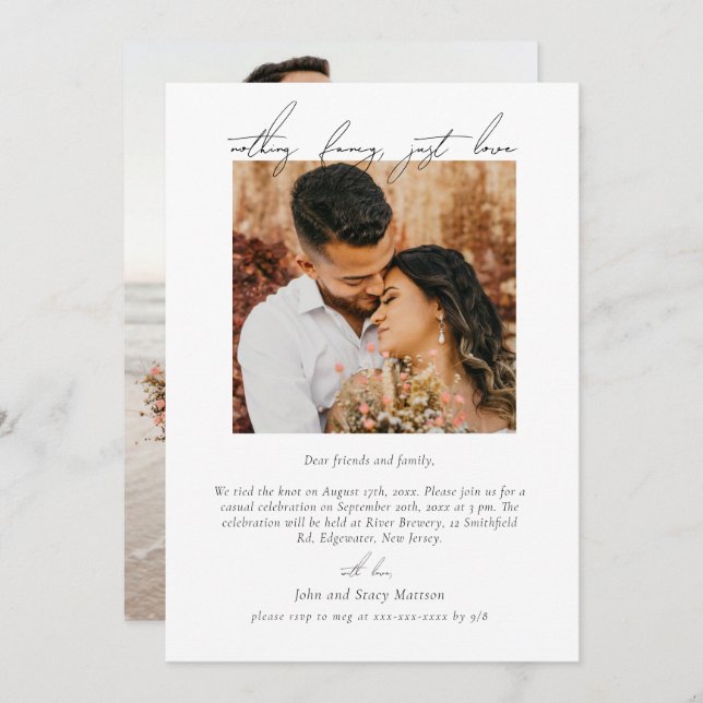 Minimalist Chic Reception Only Wedding Invitation (Front/Back)