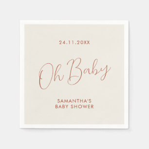 Minimalist Chic Script ivory Oh Baby Shower Napkin