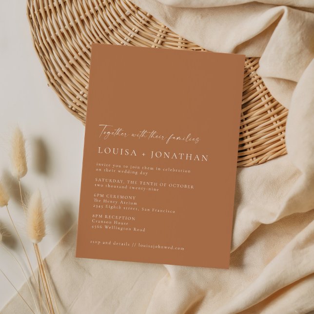 Minimalist Chic Terracotta Script Photo Wedding Invitation (Creator Uploaded)