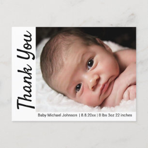 minimalist chic thank you newborn photo birth announcement postcard